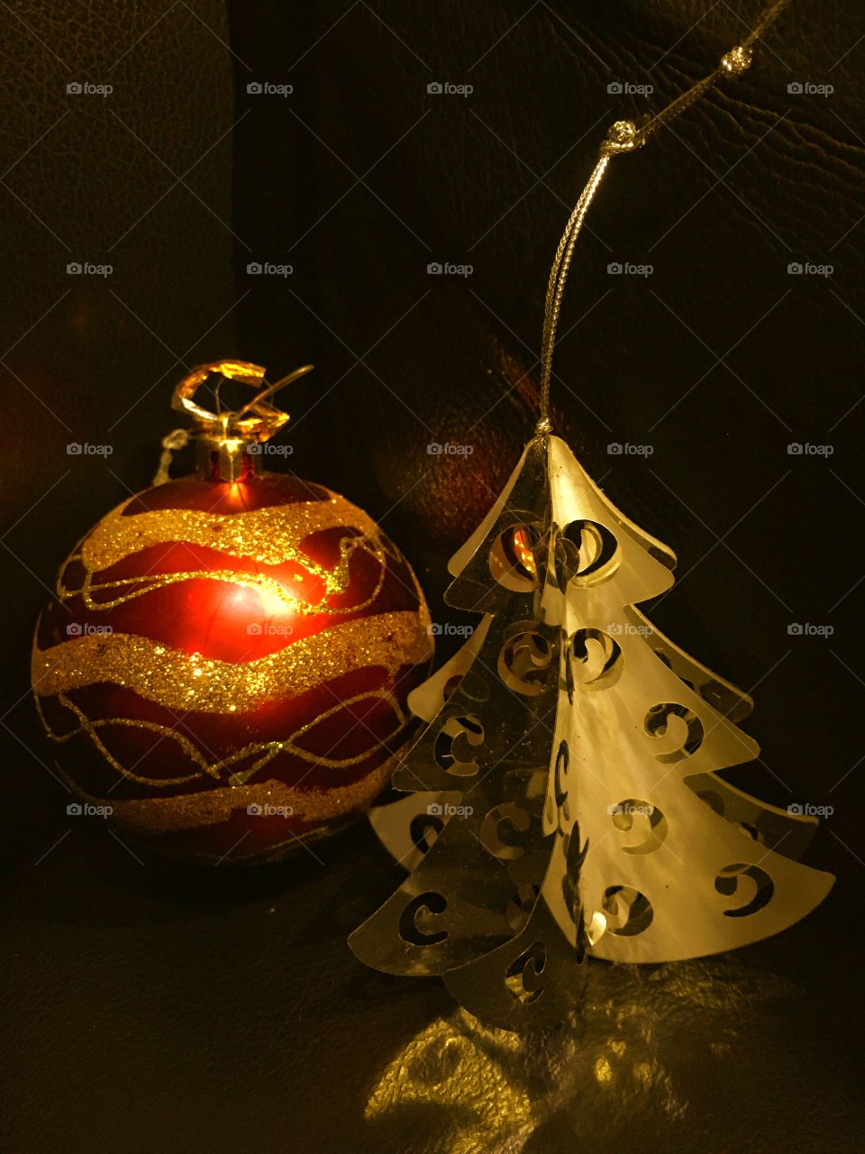 Golden christmas ornaments
