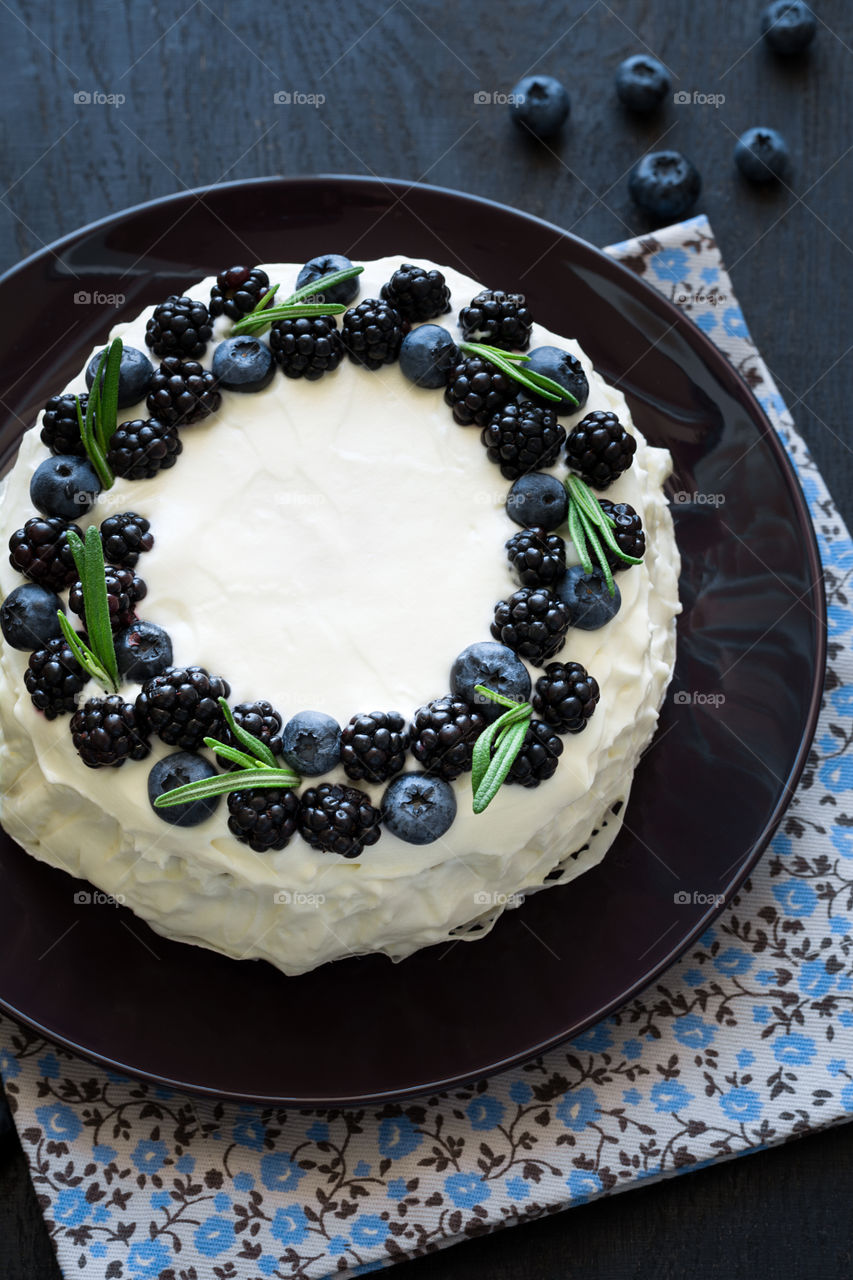 Homemade cake with berries