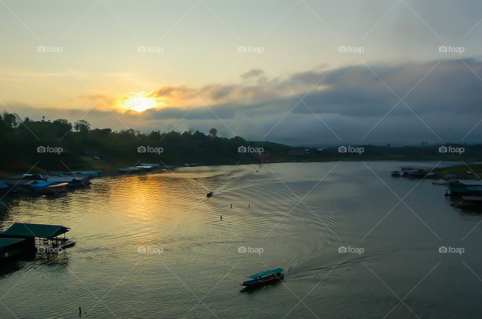 The beauty of Khao Laem reservoir in Kanchanaburi , Thailand.