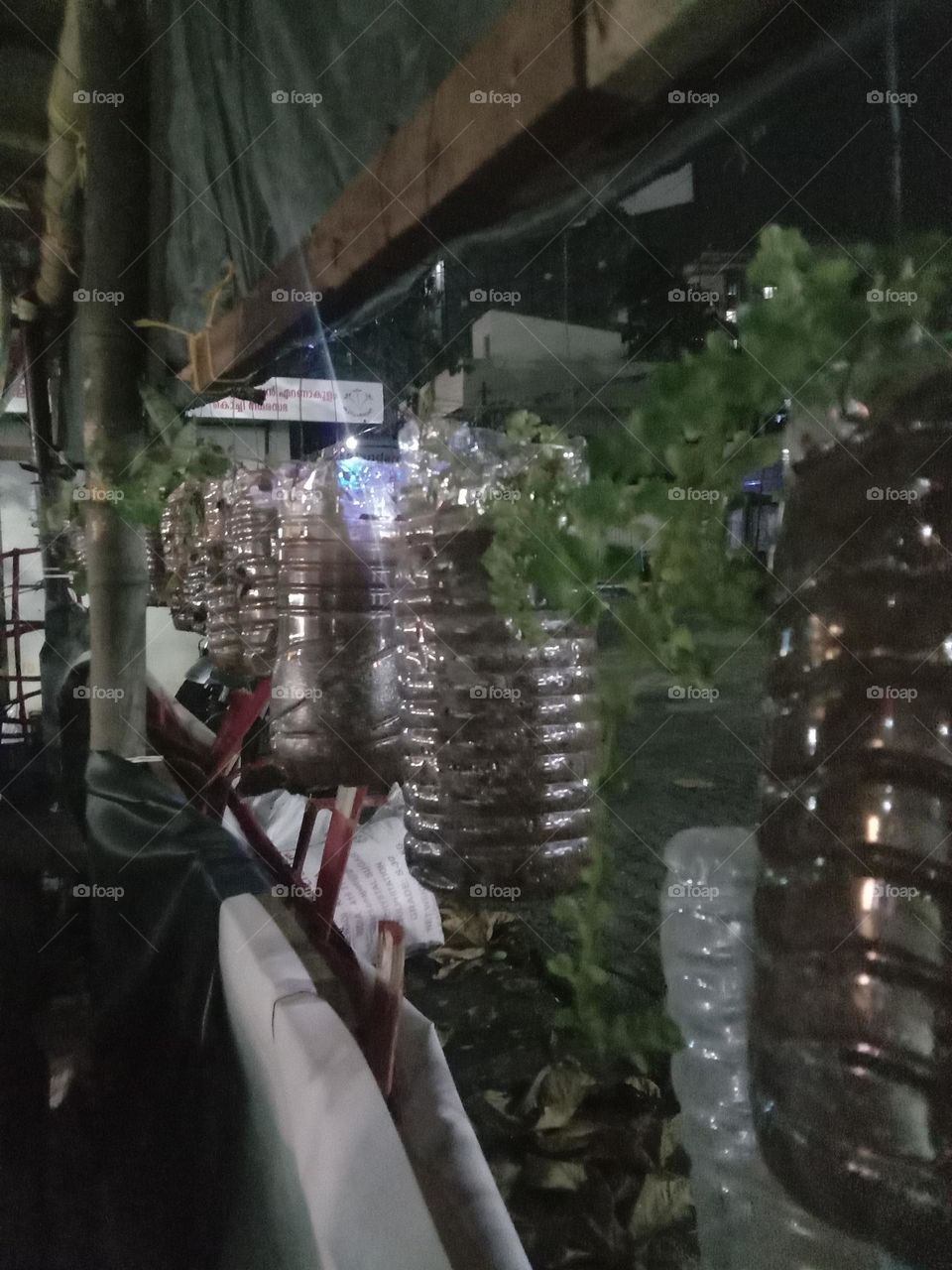 Bottle planting in row on streets
