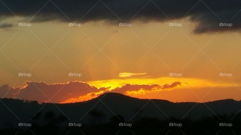 Fiery Sunset over the hills