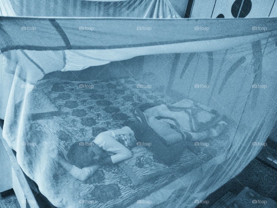 Sleeping under net. good sleeping