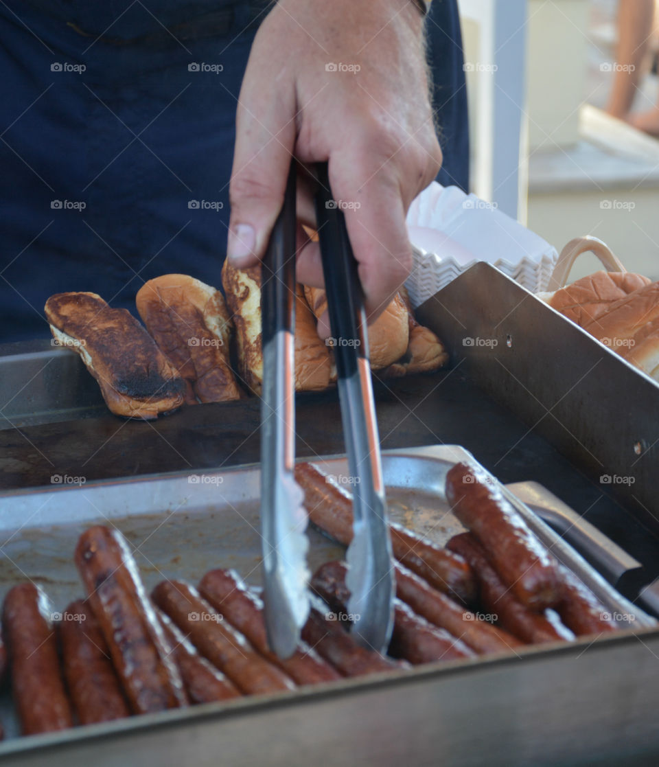 Close-up of serving sausage