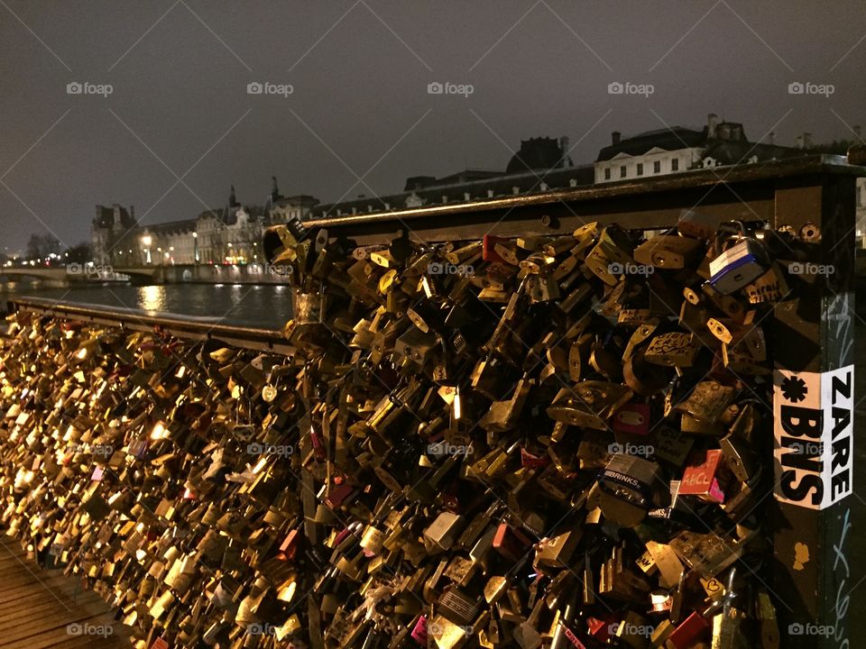 Love locks at Pont des Arts bridge in Paris months before they were taken down. 