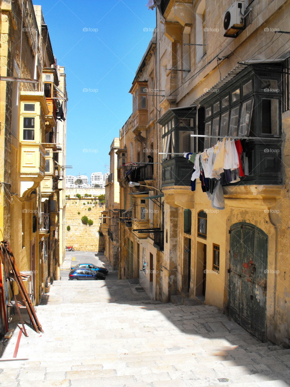 Drying laundry on the streets of Valletta,  Malta
