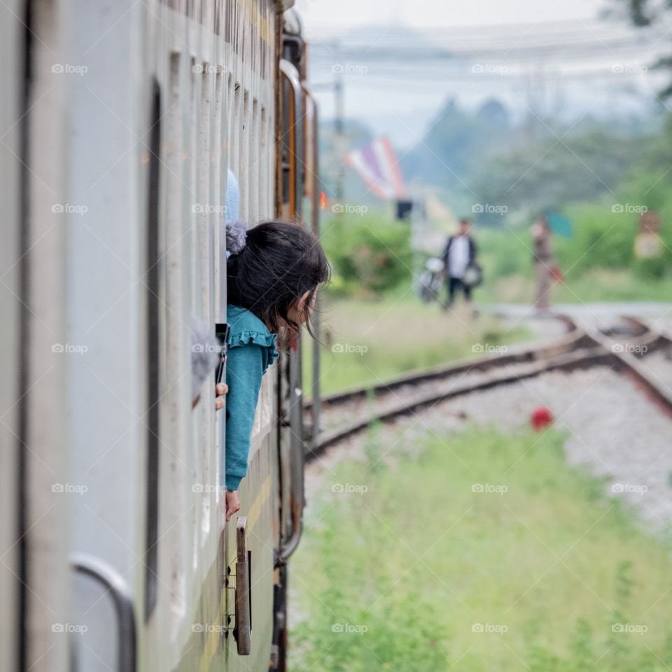 Girl travel on the train