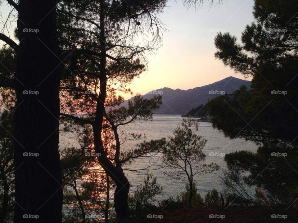 Brela from to Croatia sunset