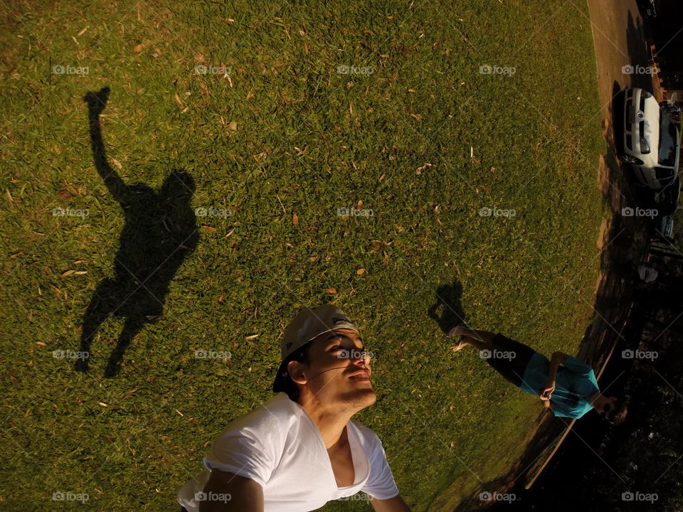 Upside down selfie. My brother, my shadow and I... 