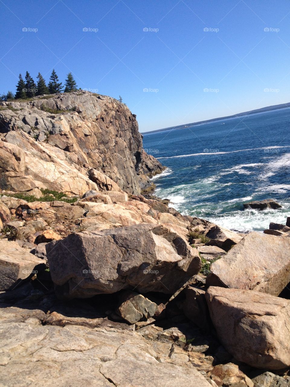 Cliffs & ocean in Maine. This is a view of the cliffs ocean along the Maine coastline