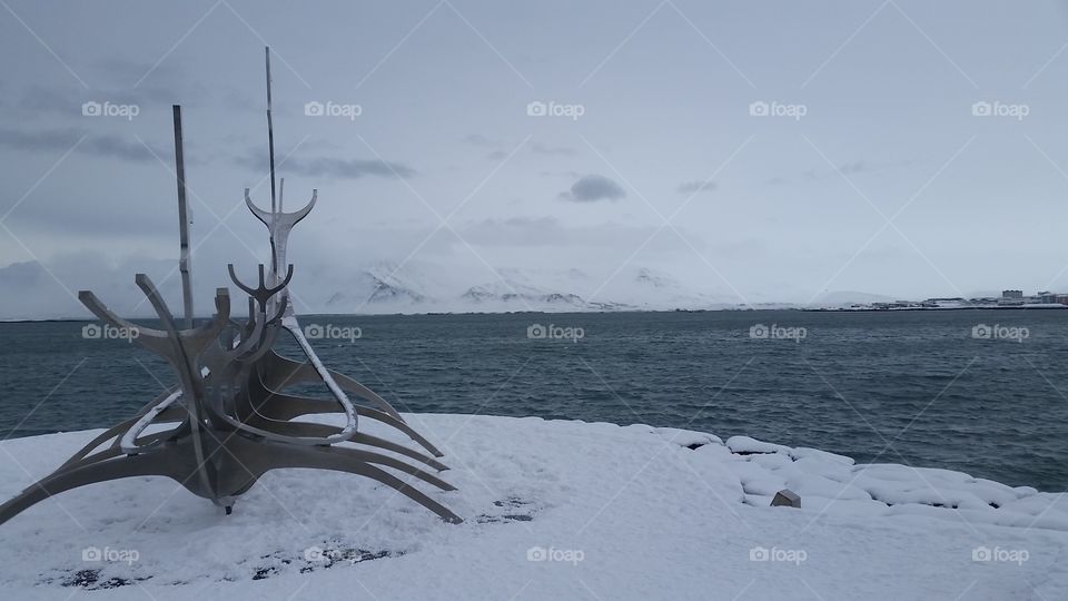 The Sun Voyager. I took this photo on my trip to Reykjavík Iceland while my friend and I were walking along the shoreline.
It's called The Sun Voyager. It was created by Jón Gunnar Árnason
in 1990.The sun ship symbolizes the promise of new, undiscovered territory.