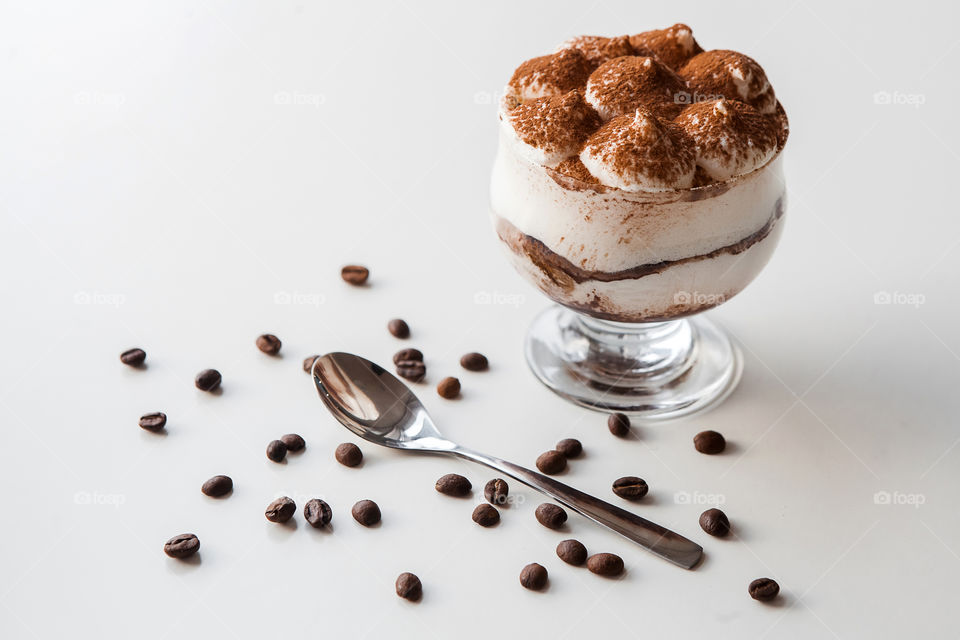 tiramisu with coffee beans