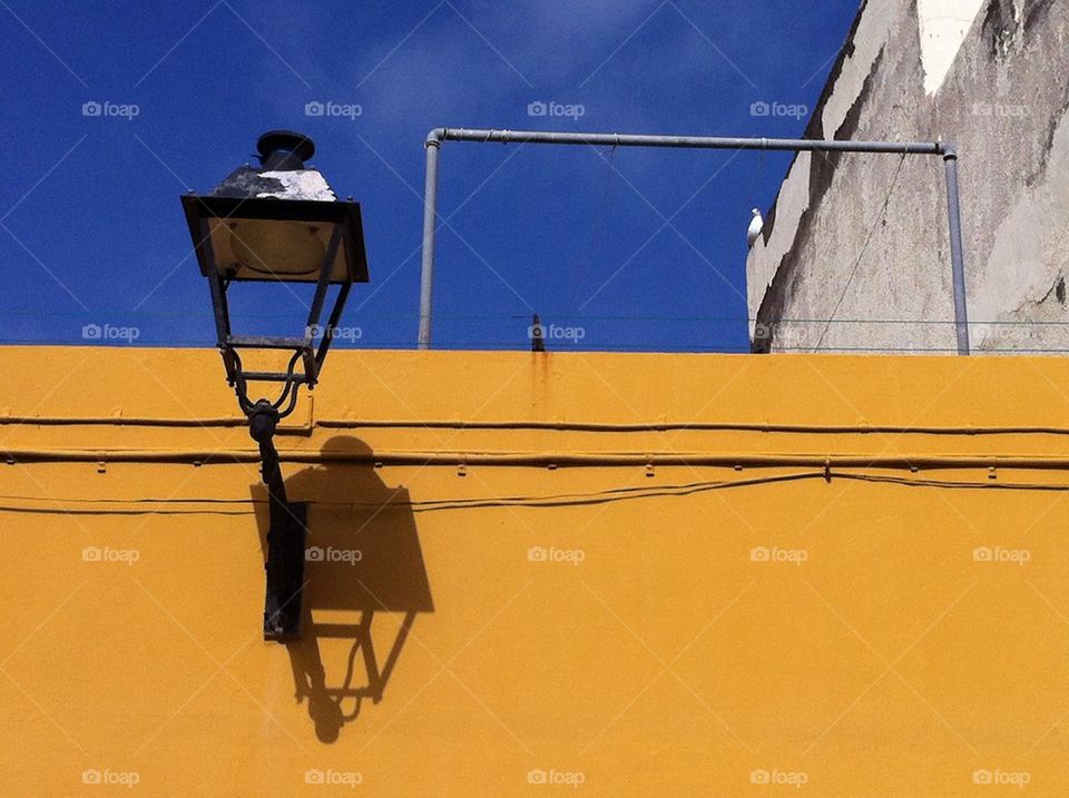 Architecture of beautiful colours in Puerto de la Cruz, Canary islands. Artphoto.