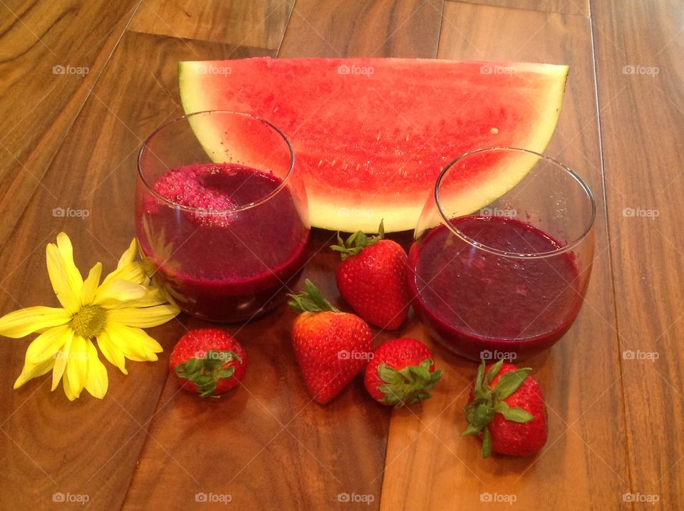 A watermelon and strawberry smoothie