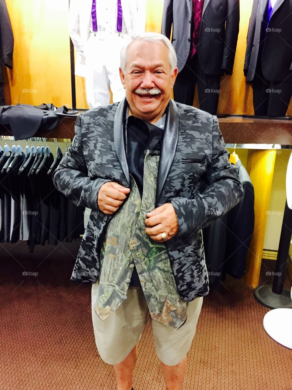 Father of the Groom sports Camouflage Tux 
