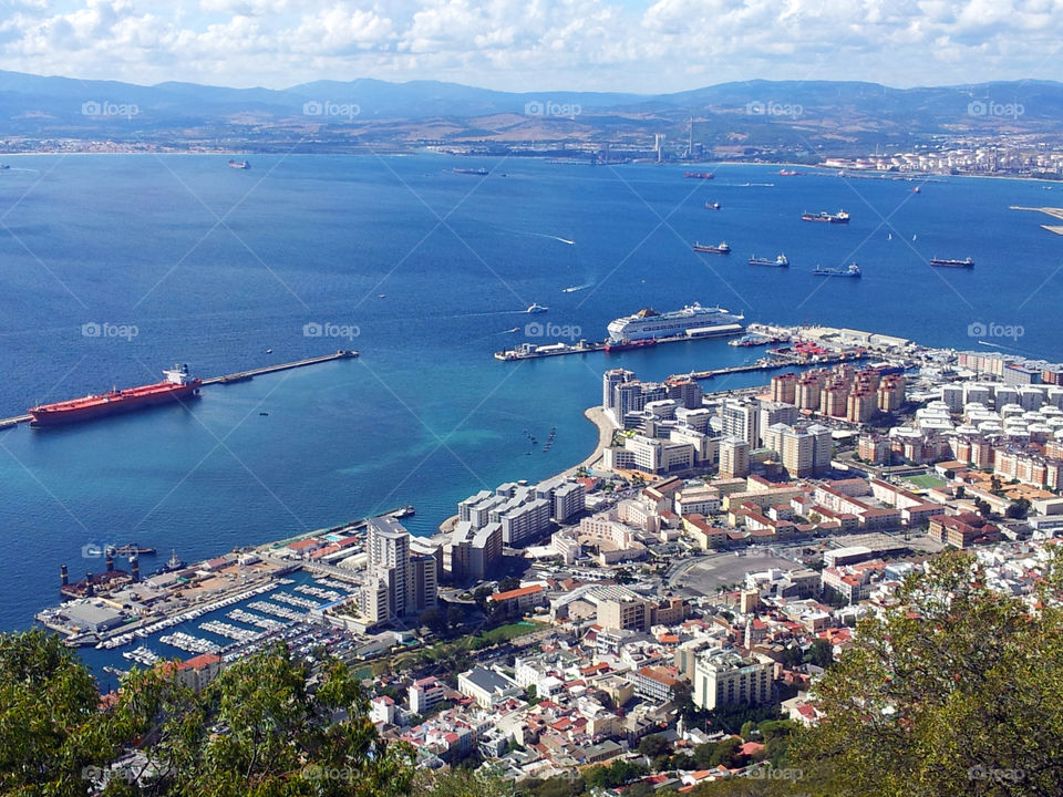 View of the city of Gibraltar and the Bay of Gibraltar