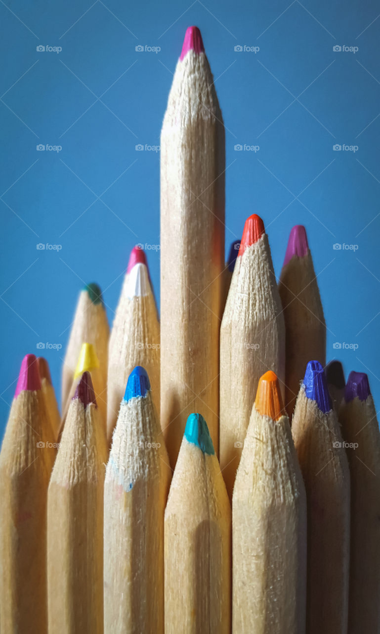 Close-up of coloured pencils