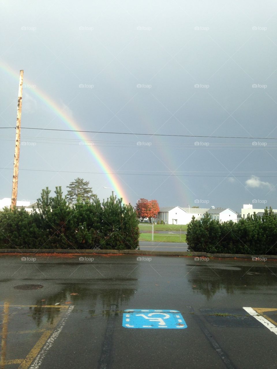 A beautiful double rainbow after a brief spring shower in the Comox Valley