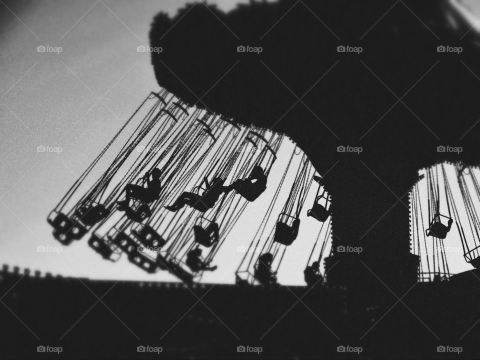 Swirl swing ride at amusement park