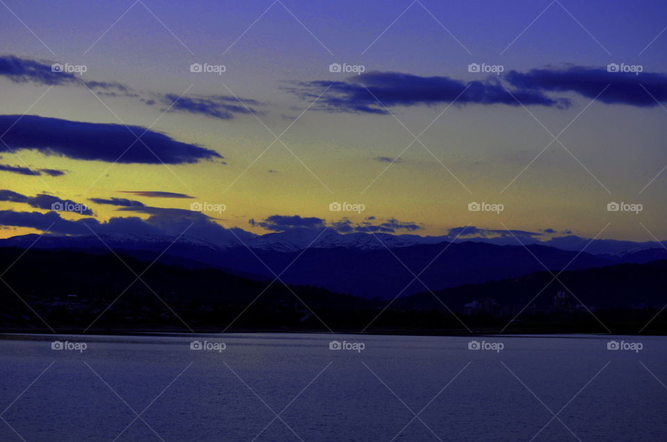 Landscape, Water, Lake, Mountain, Sunset