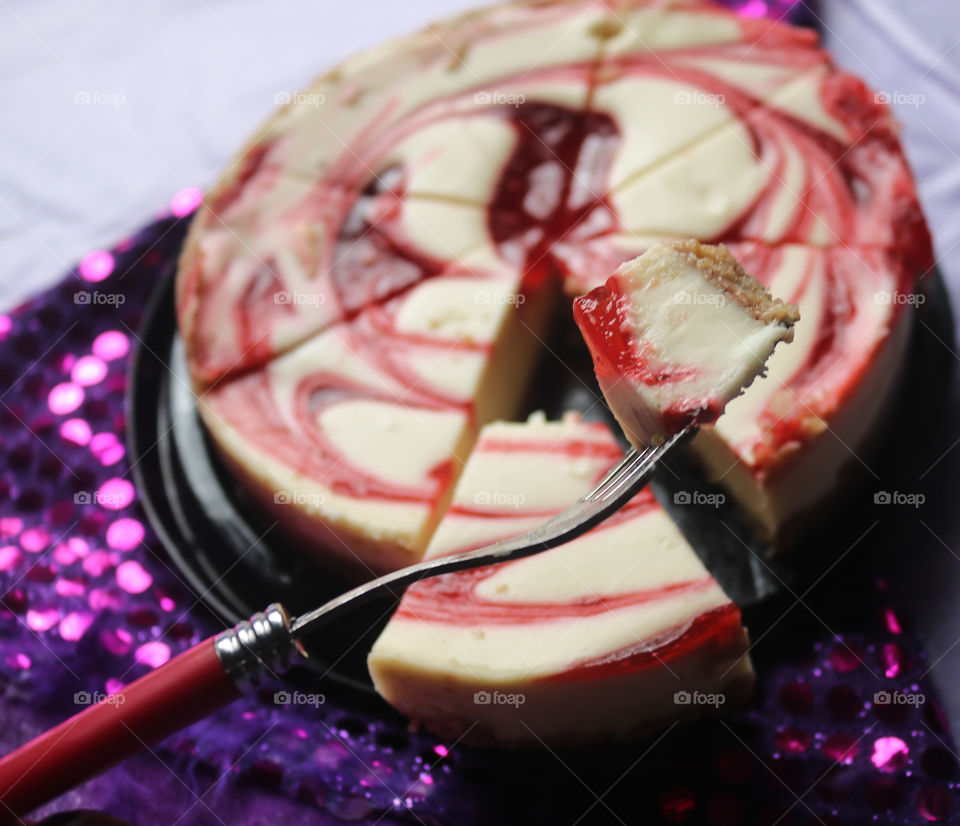 Strawberry Swirl Cheesecake