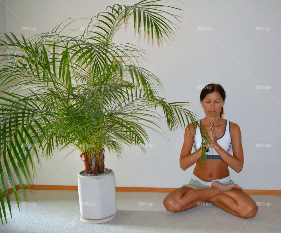 woman yoga lotus relax