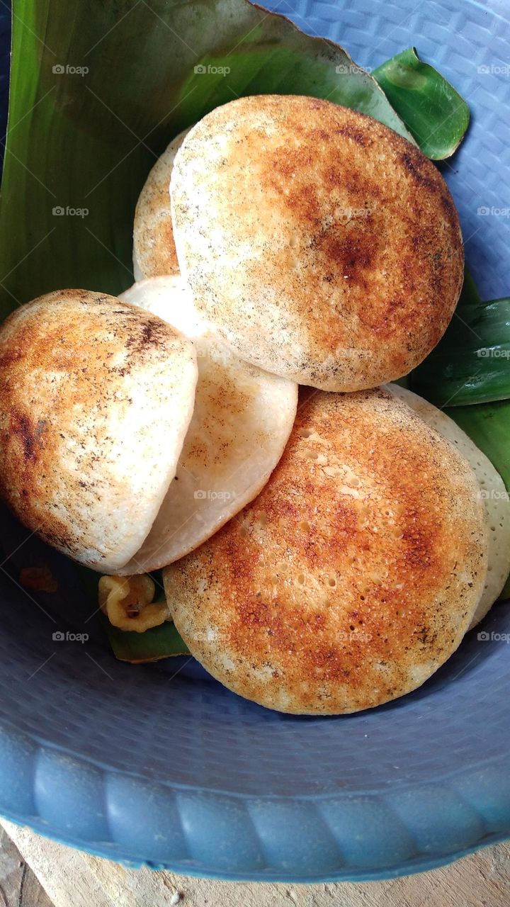 Serabi cake is a traditional market snack originating from Indonesia