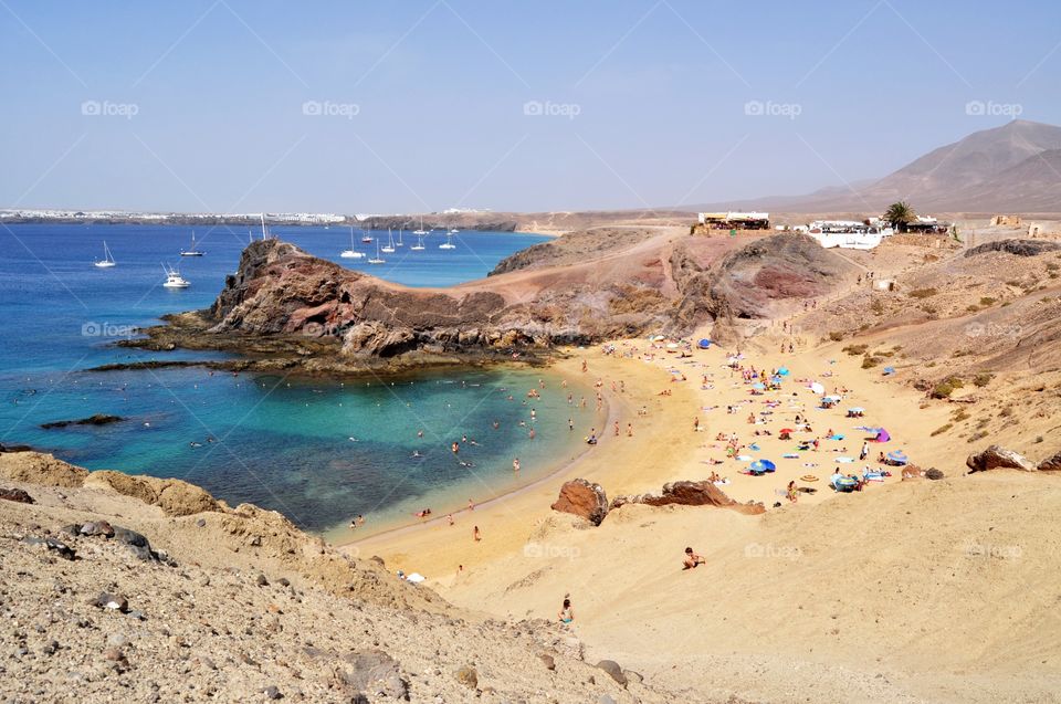 beautiful papagayo beach on lanzarote canary island in Spain