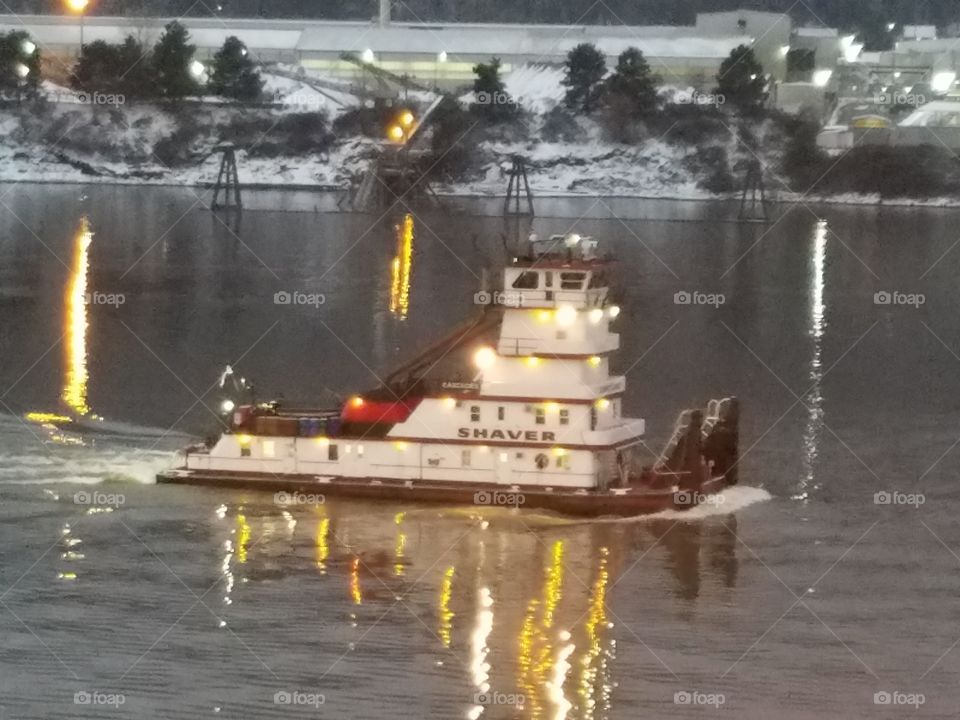 Oregon Tugboat in winter.