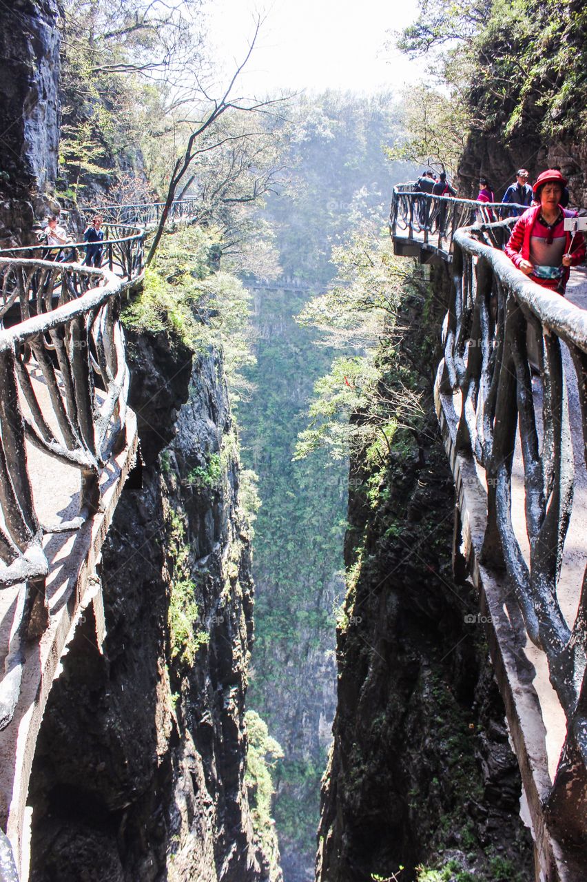 Walkway high up on the cliffs