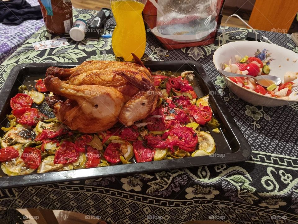 To cheer me up I made an roasted oven veggies duck , feed the soul!