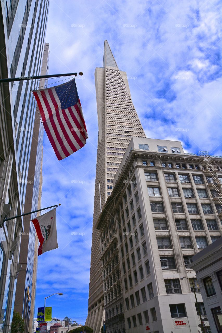 Trams America building downtown San Francisco 