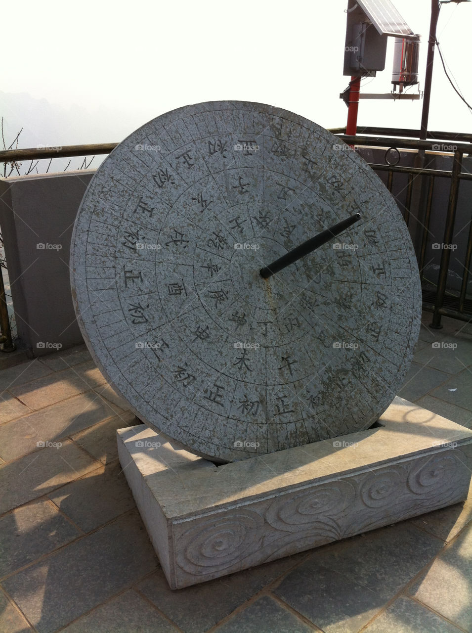 A sundial on the top of the Yao Mountain.