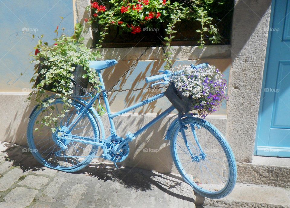Decoration with a bicycle at the street