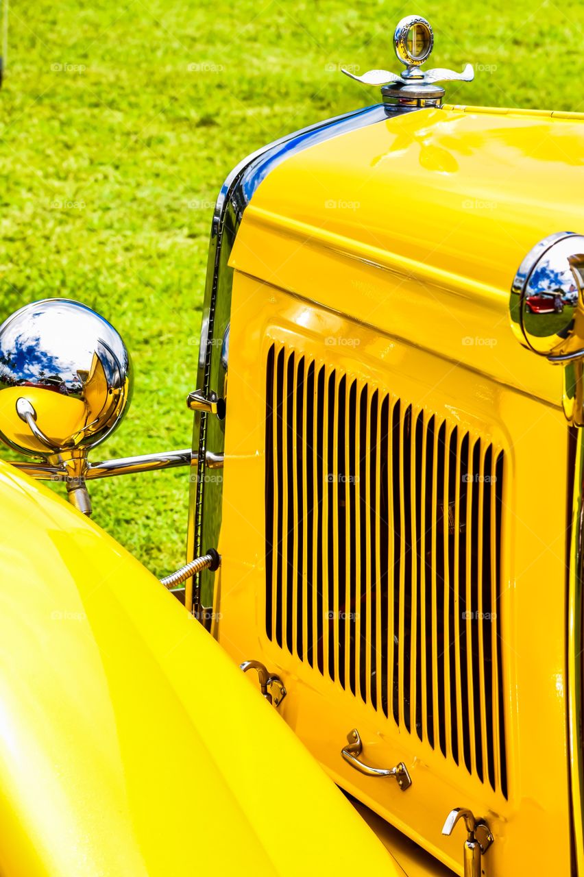 Classic car in bright yellow