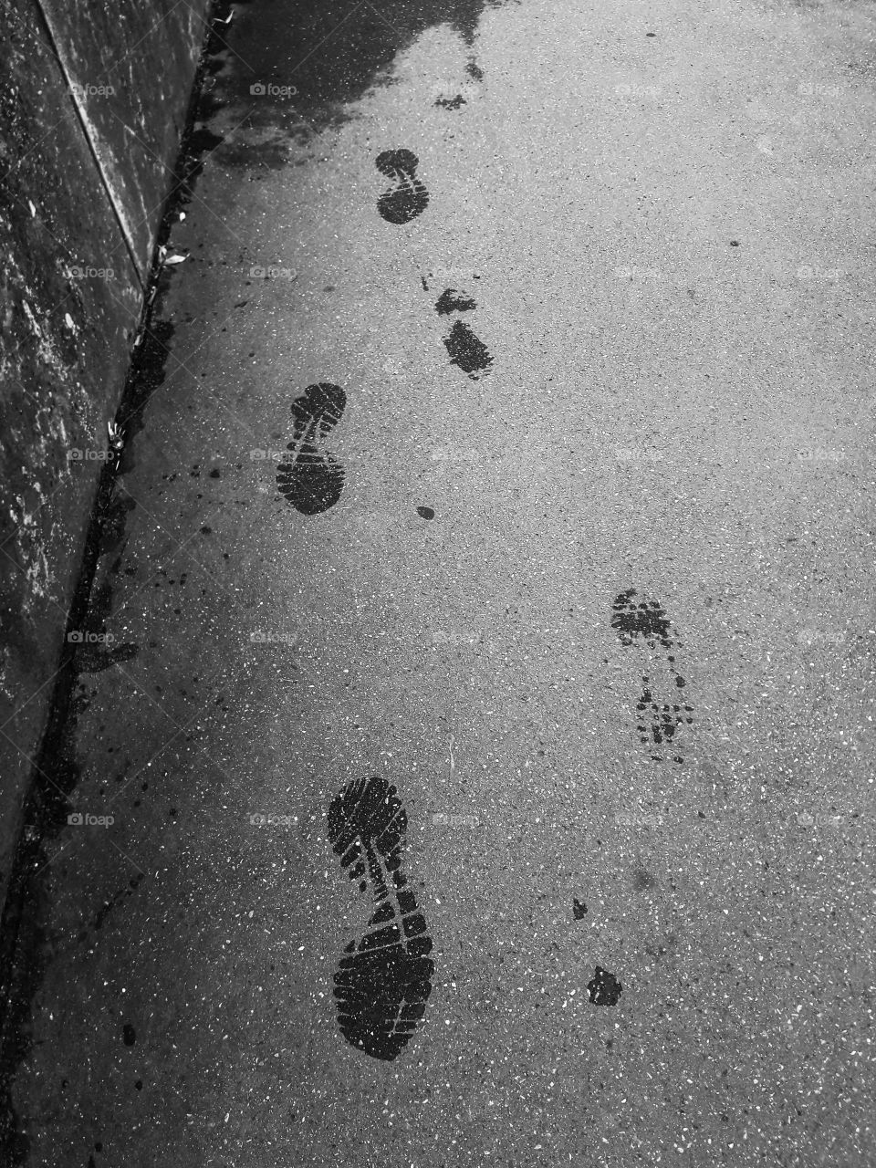 footprint street wet monochrome walk city