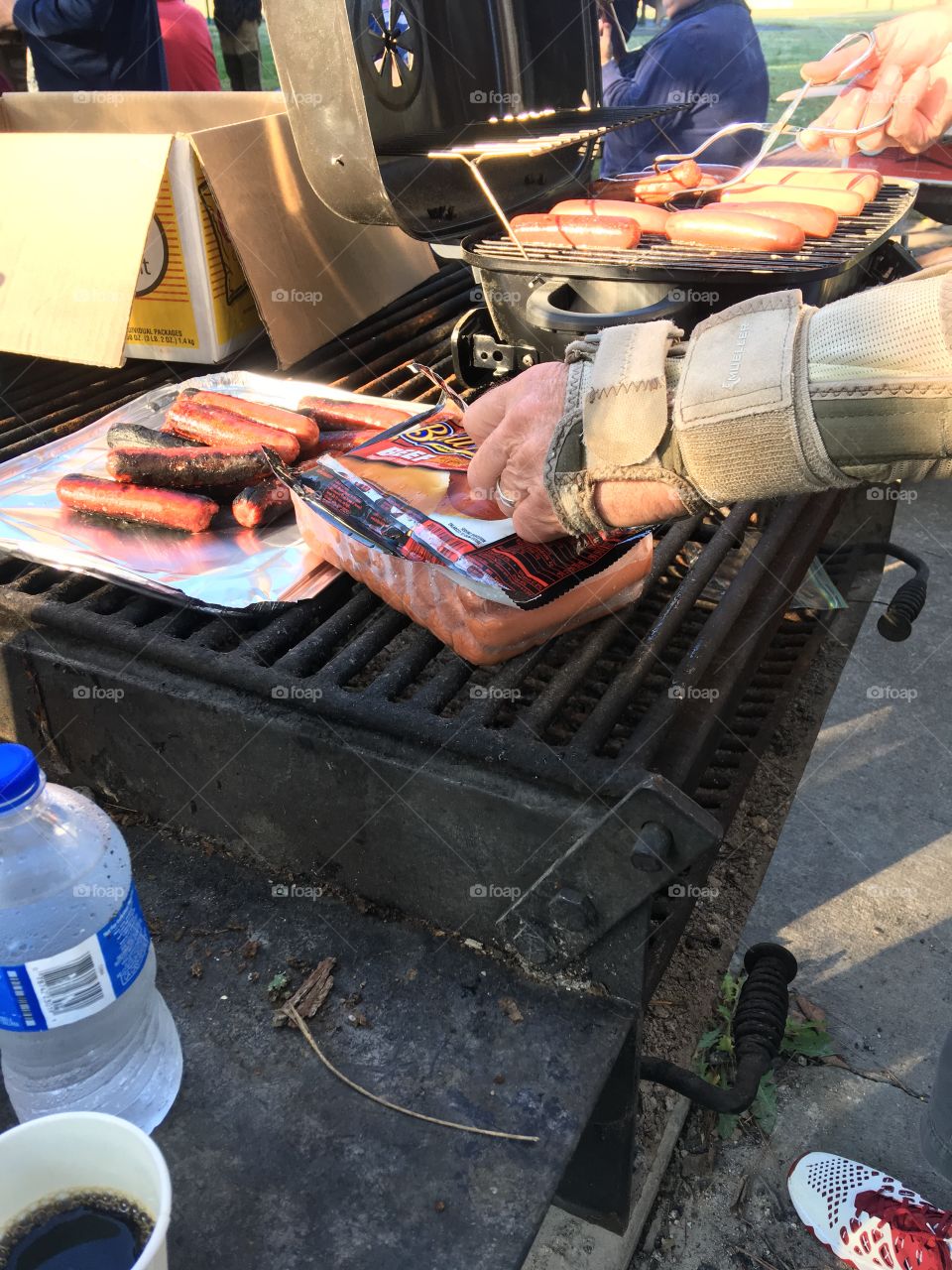 Hotdogs for the homeless to take with them for later. Food and clothes what a blessed day!