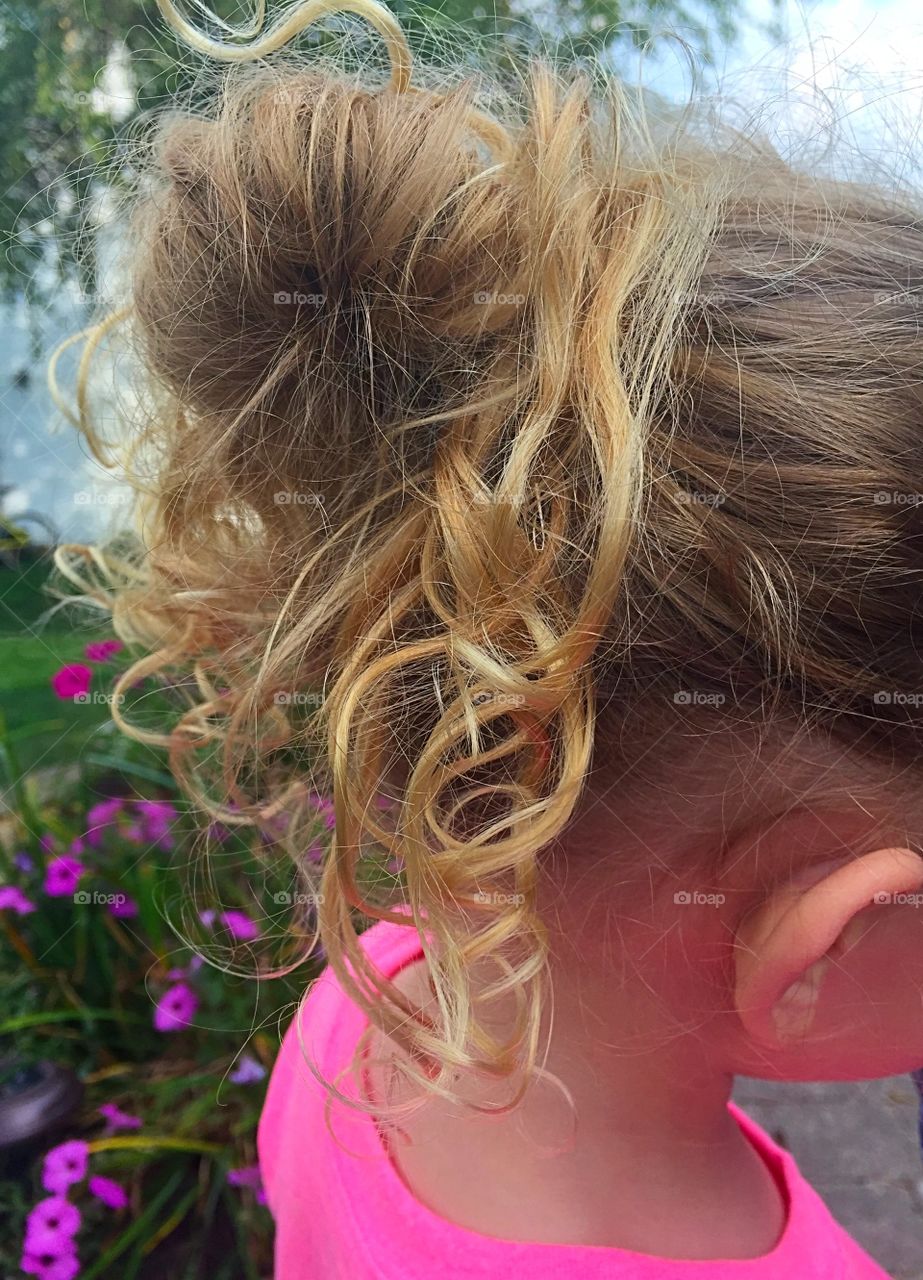 Little Blonde Curls. A closeup of sweet little blonde curls on my daughter's head. 