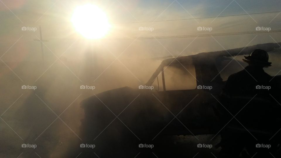 car fire under sun