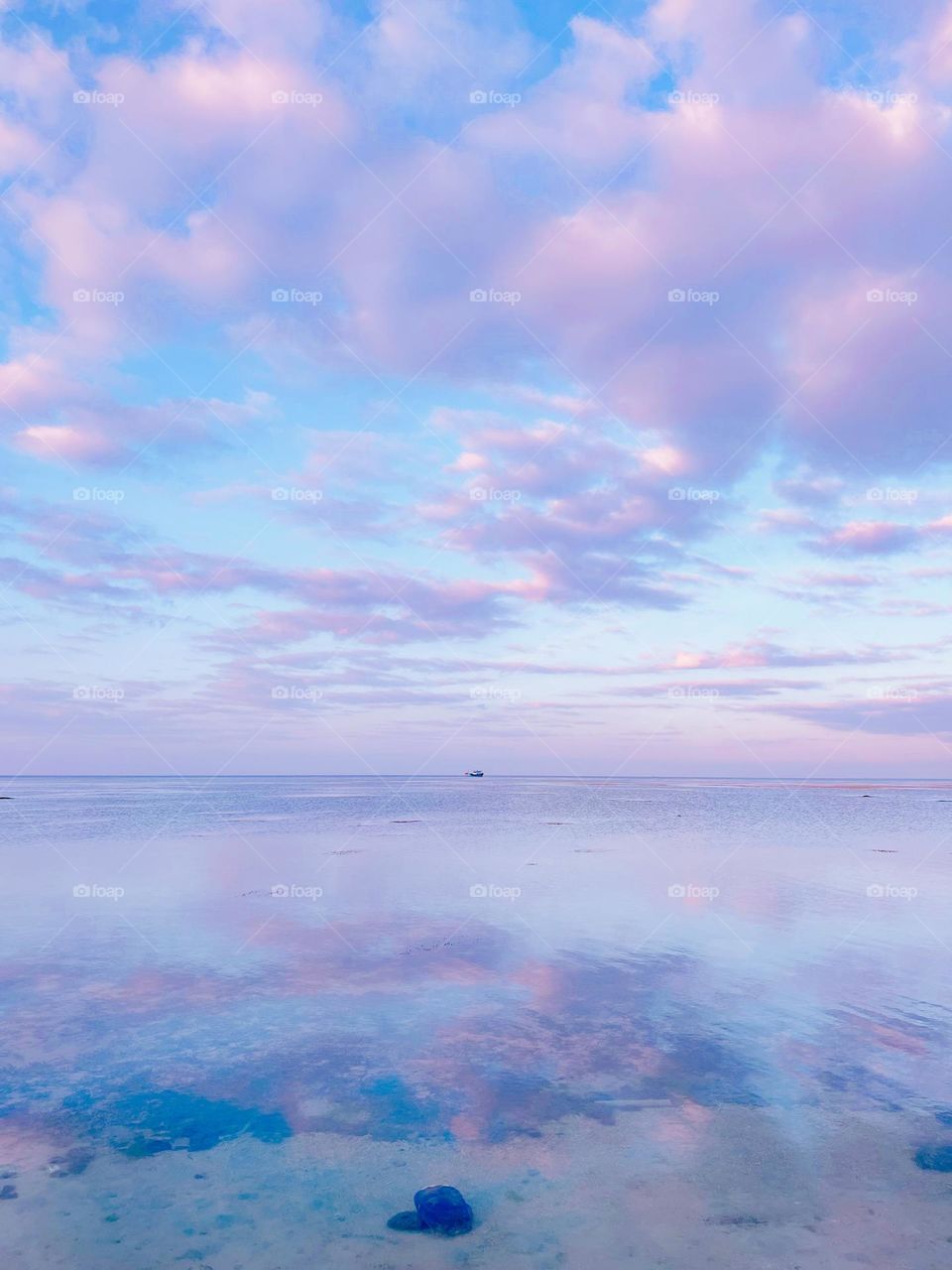 A dreamy sky in the morning above the sea