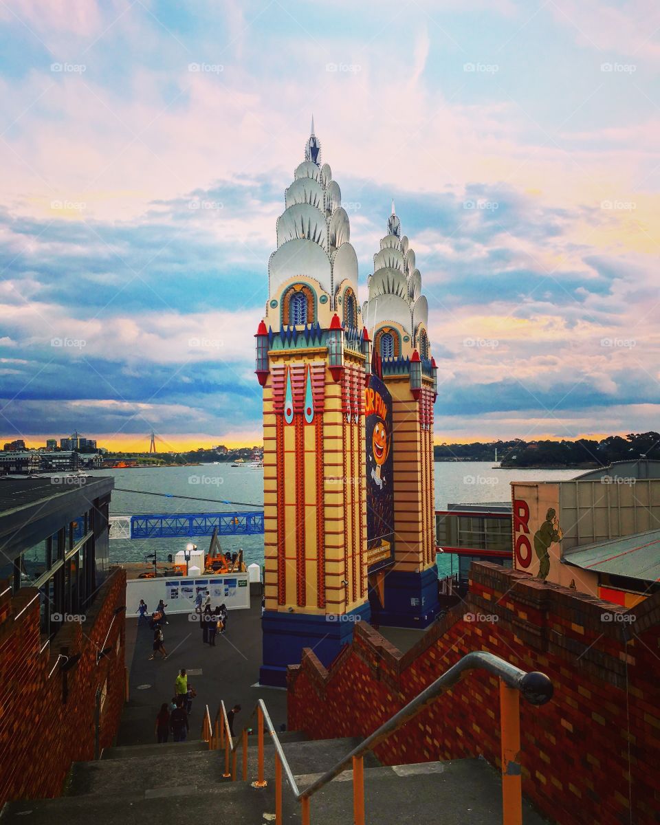 Looking at Luna Park at sunset 