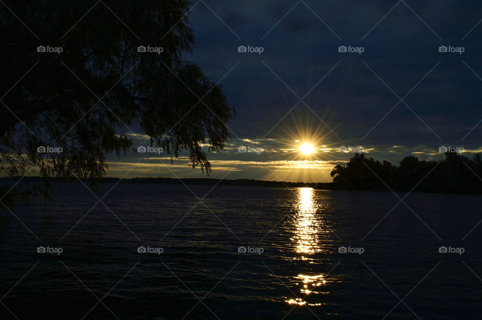 spring sunset on the river