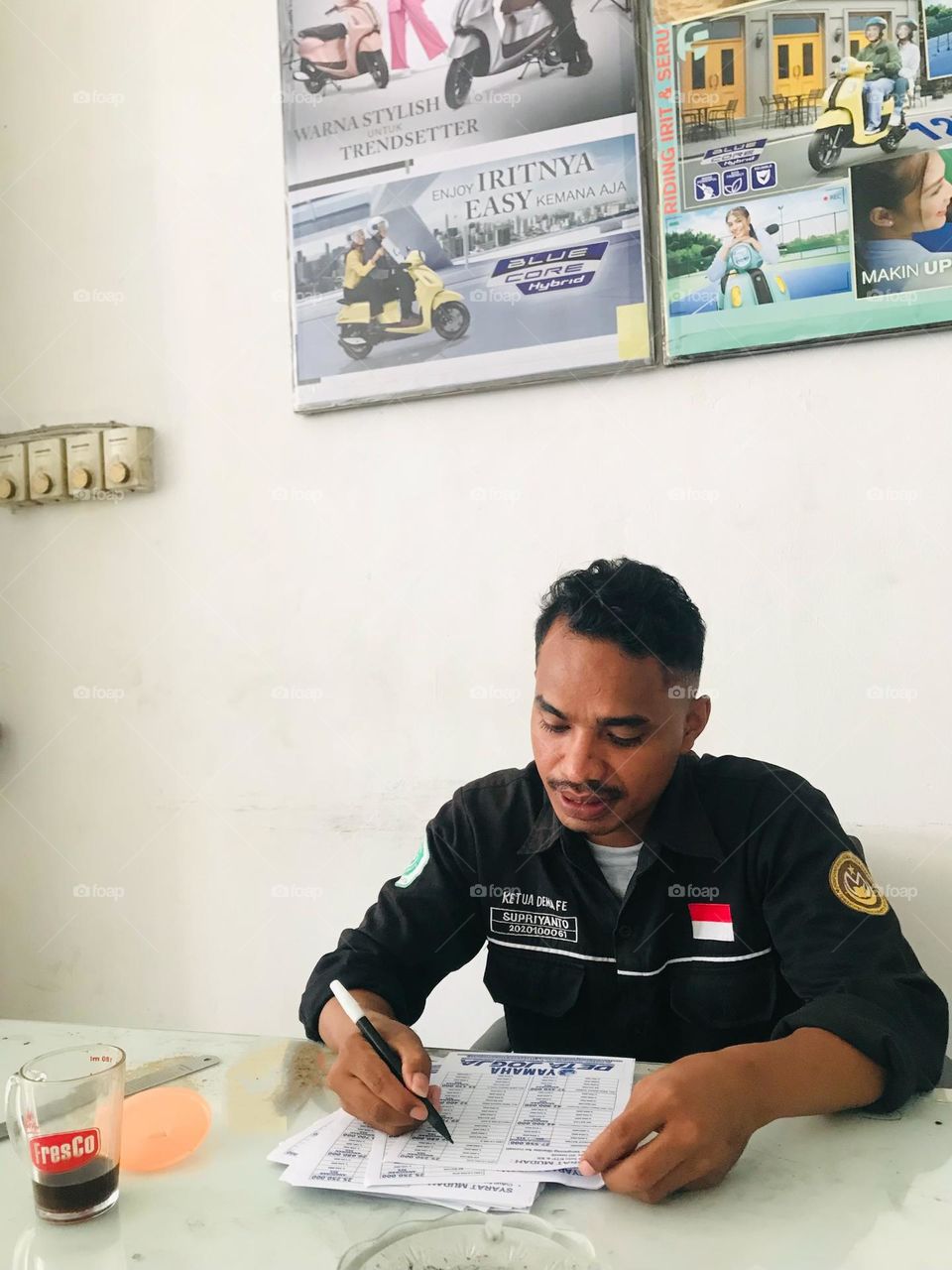 is filling out the form