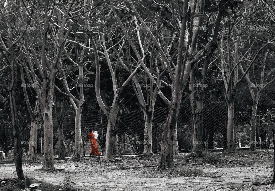 Women fetching water to her home from faraway woods