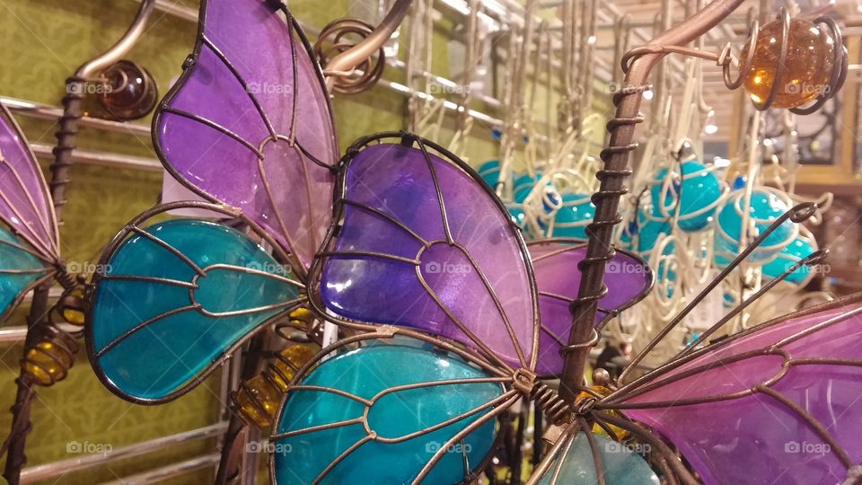 glass butterfly menagerie . some colorful butterfly decorations I happened upon while shopping...