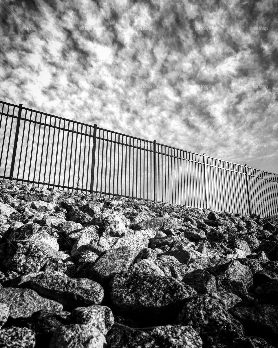 Black and white fence