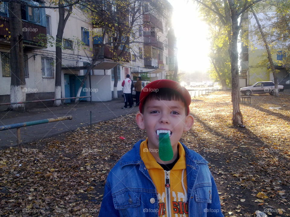 Child, People, Street, Outdoors, Fall