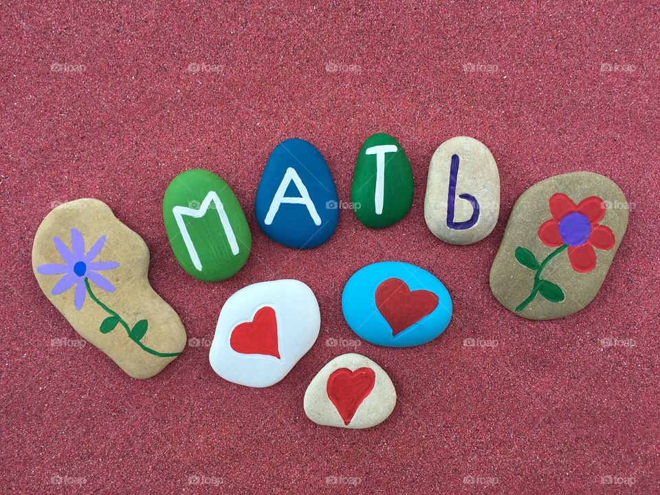 Mать, Mum in russian language on colored stones