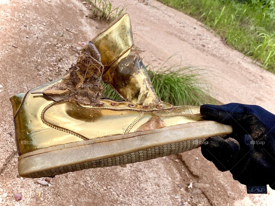 The Golden Sneaker found in the desert wash