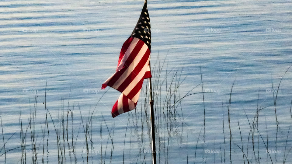 American Flag at sunset