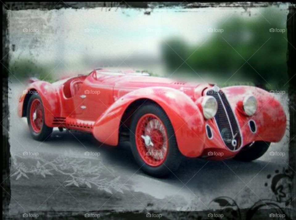 red cabrio classic car